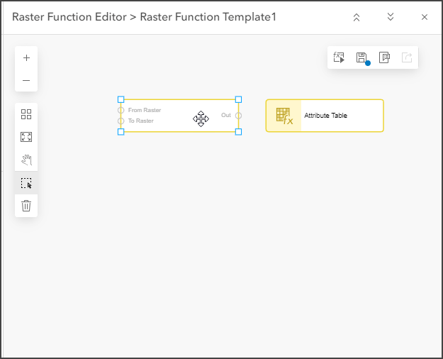 Raster functions can be repositioned in the editor by click and drag