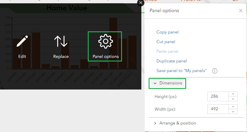 Panel options Panel options
