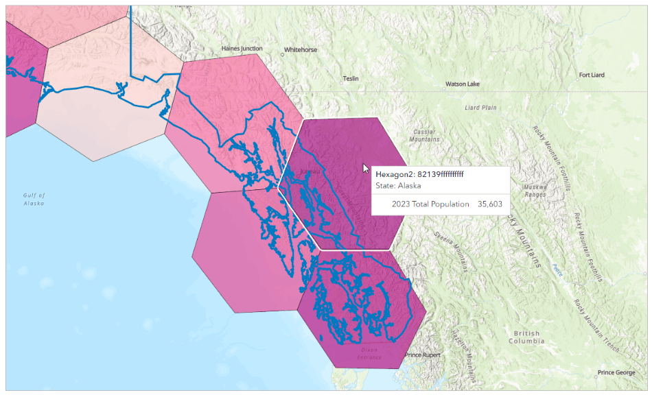 Alaskan population in hexagon