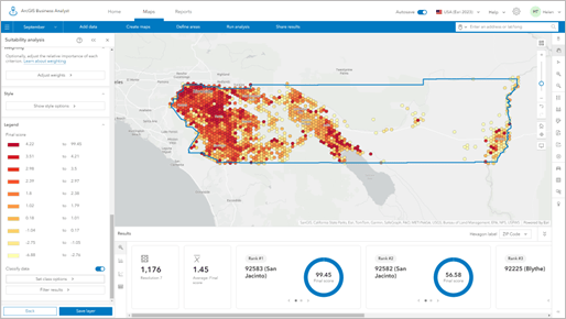 Refined suitability analysis using hexagons