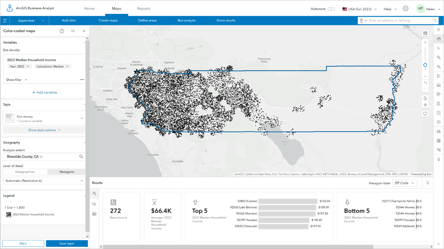 Dot density map of Riverside County