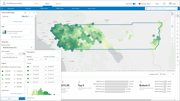 Hexagon map in Riverside County