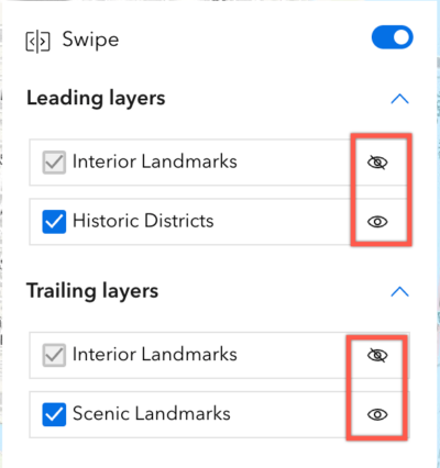 Toggle layer visibility in Swipe