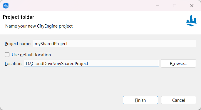 Create new CityEngine Project dialog window