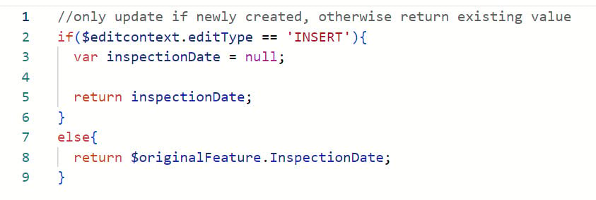 Arcade expression for inspection date