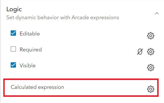 Logic section of Properties pane with calculated expression highlighted