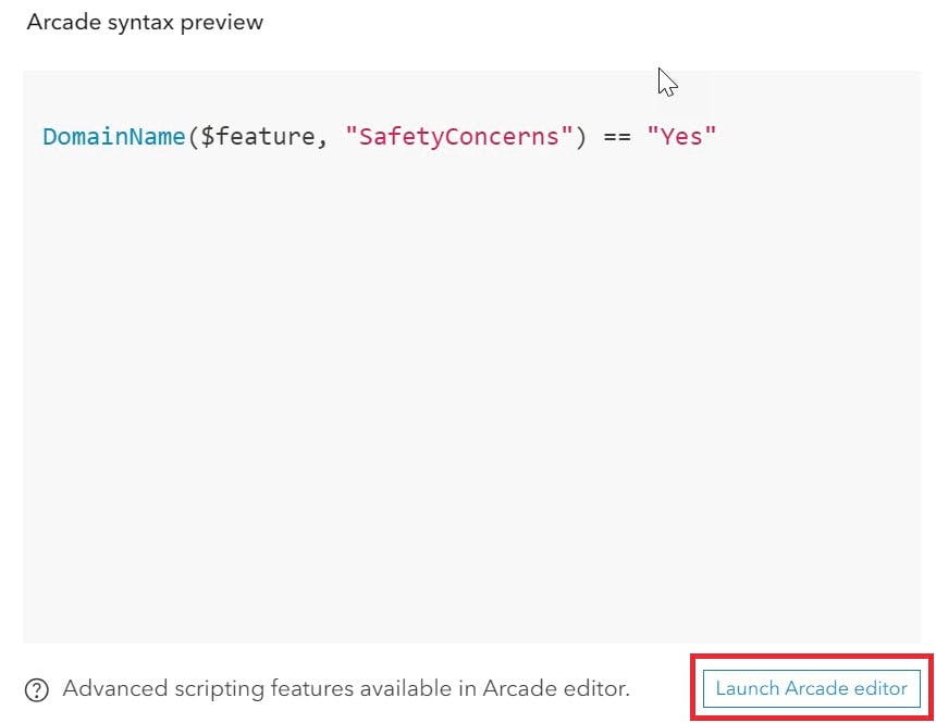 Safety concerns expression in Arcade syntax preview pane