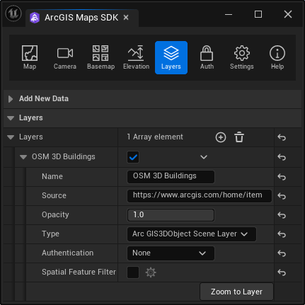 Add the OSM 3D Buildings layer to your ArcGIS Map in Unreal Engine