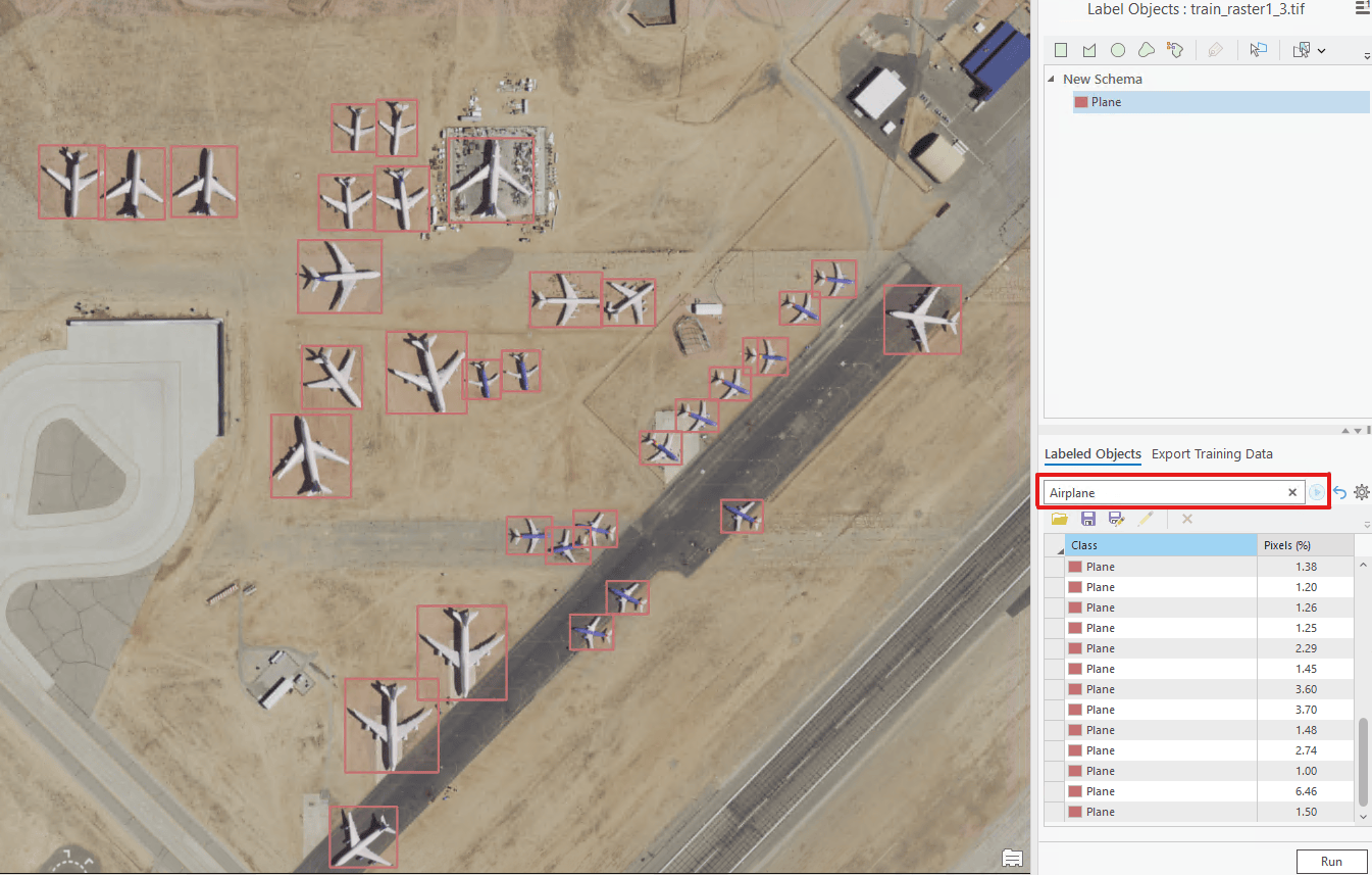 Image of airplanes being labeled using the new Text prompt feature.