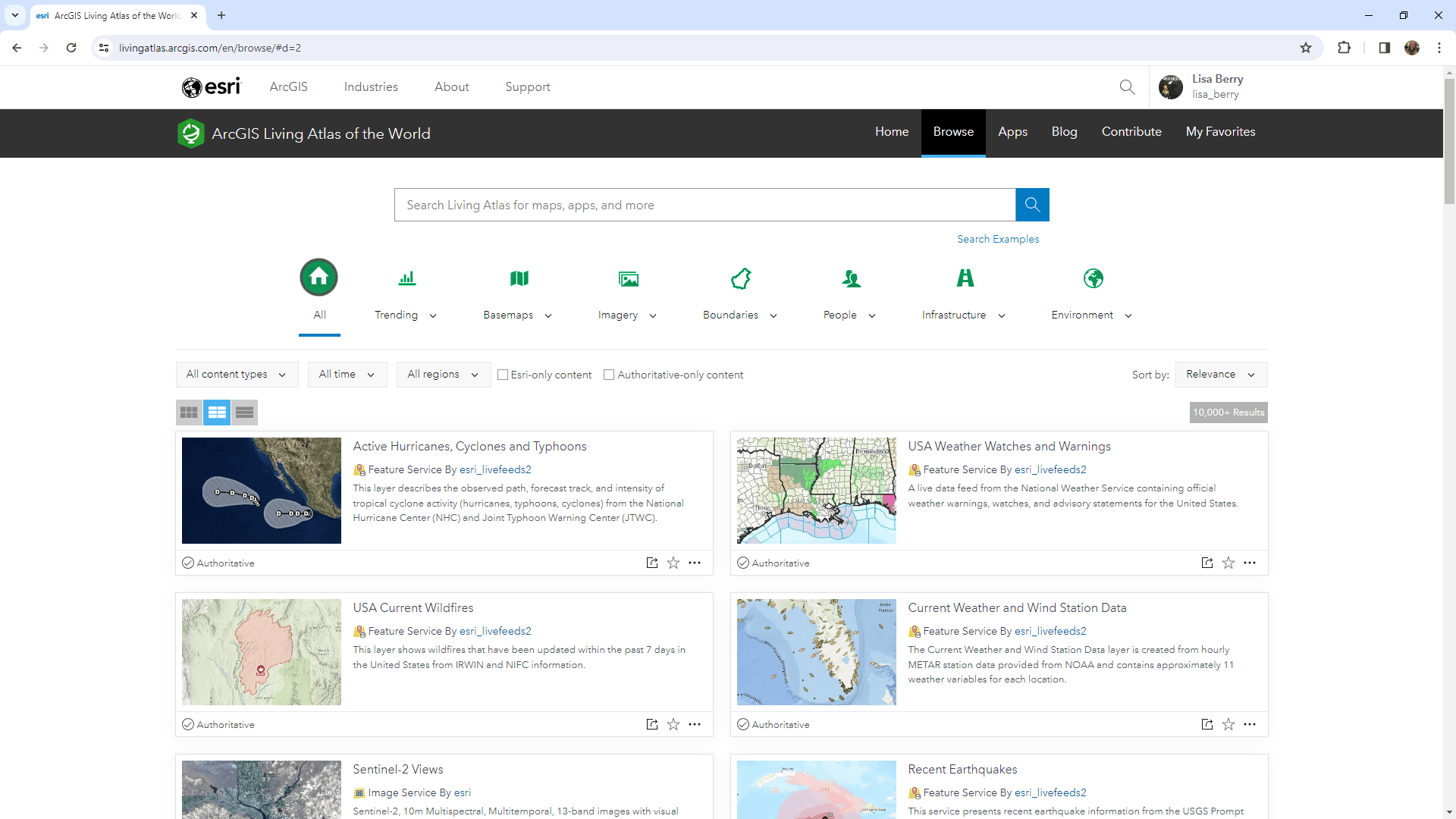 The Living Atlas website, which allows users to search for GIS content they need