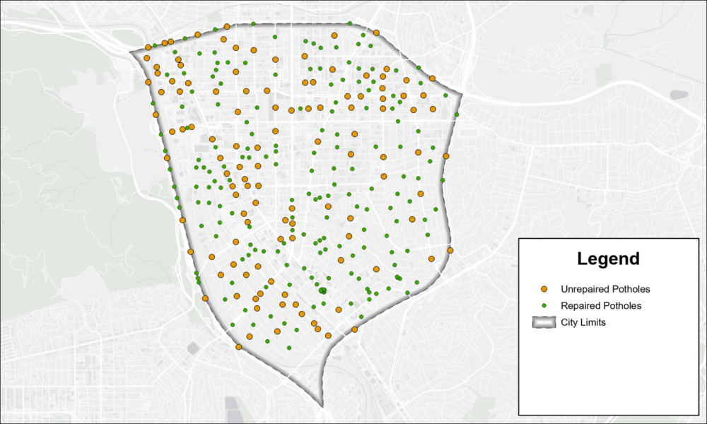 map of potholes