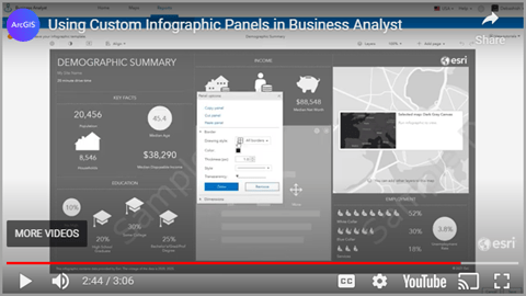 Video still of Using custom infographic panels in Business Analyst.