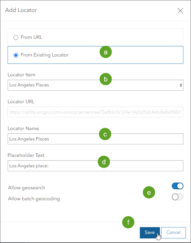 Add Locator settings