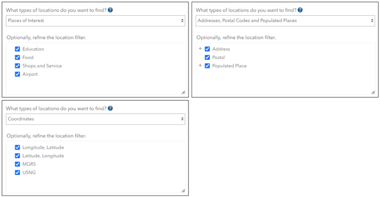 Location options