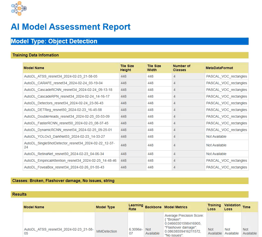 An example of an AI Models Assessment Report.