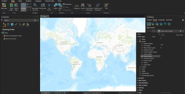 ArcGIS Allsource with a new project on the Portal tab filtering for Video Layers.