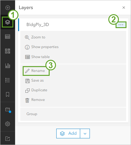 Rename option for web map layer