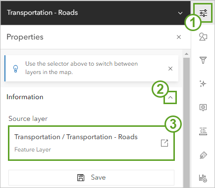 Source layer in Properties pane