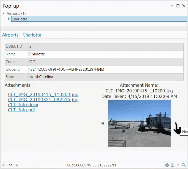 Animated .gif showing completed pop-up configuration cycling through image attachments with name and date. Animated .gif showing completed pop-up configuration cycling through image attachments with name and date.
