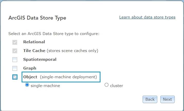 Check "object" as the data store type Check "object" as the data store type