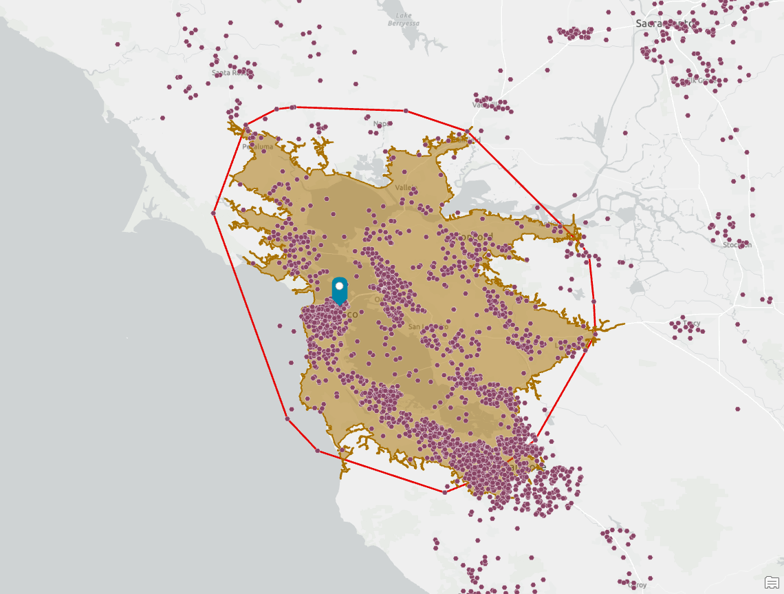 Threshold drive time trade area Threshold drive time trade area
