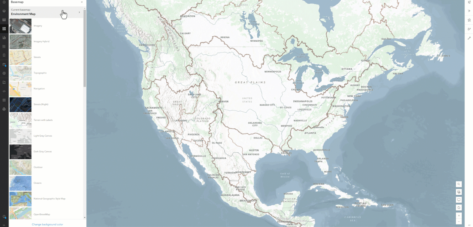 See how to expand the Environment Map, revealing the four basemap layers. See how to expand the Environment Map, revealing the four basemap layers.