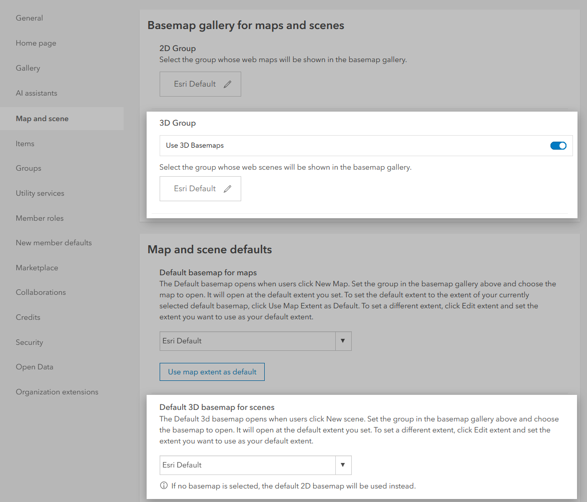 Set up default 3D Basemap at the organizational level of ArcGIS Online Set up default 3D Basemap at the organizational level of ArcGIS Online