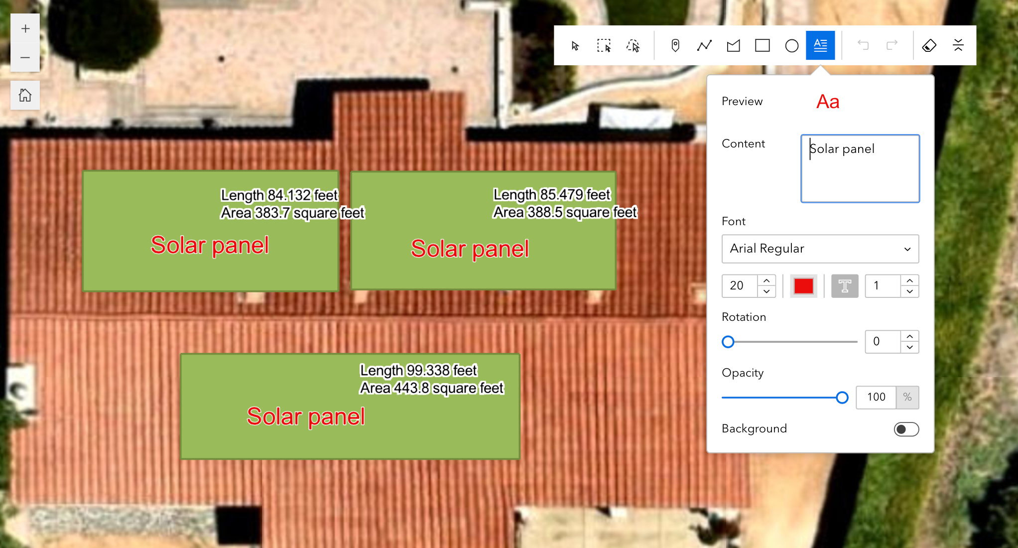 Draw text tool Draw text tool