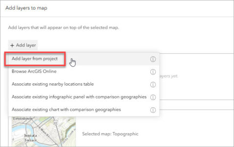 Image showing selection of new map layer Image showing selection of new map layer