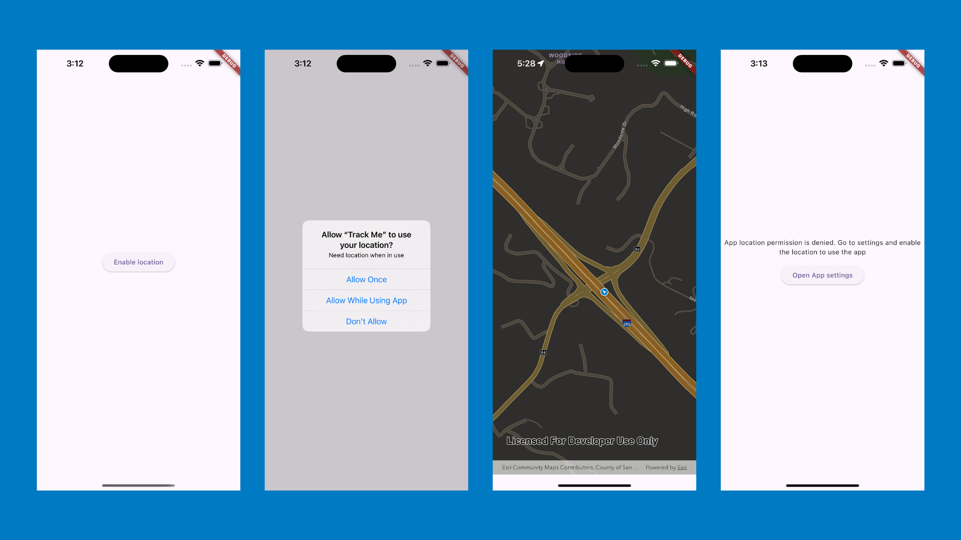Location Access Demo, built with the ArcGIS Maps SDK for Flutter Location Access Demo, built with the ArcGIS Maps SDK for Flutter