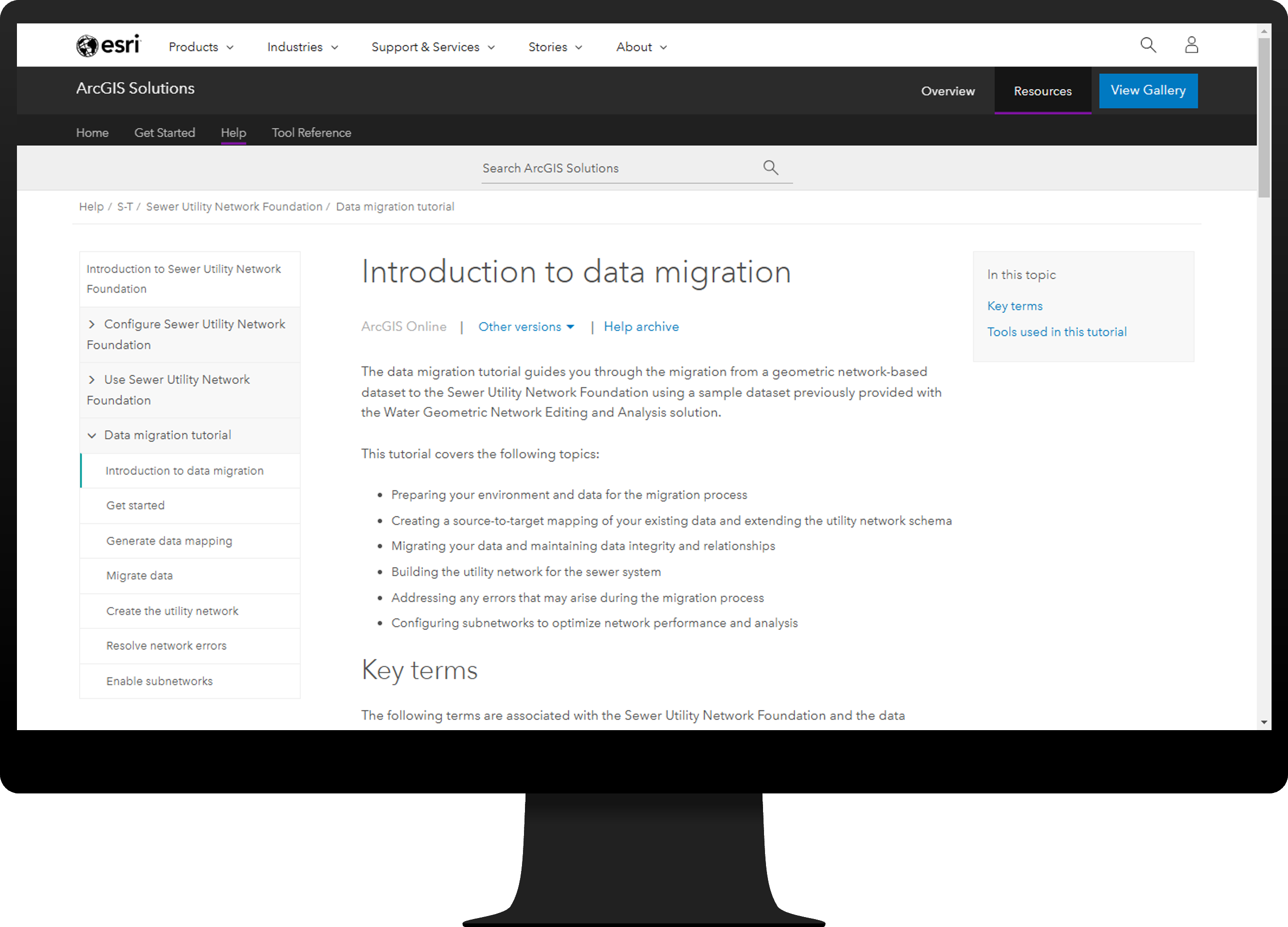 Desktop monitor showing help documentation page for the data migration tutorial. Desktop monitor showing help documentation page for the data migration tutorial.