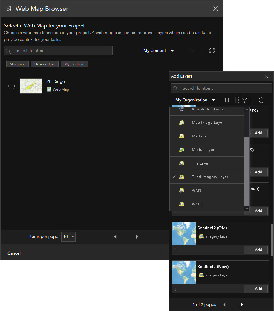The Web Map Browser and Add Layers Dialogue The Web Map Browser and Add Layers Dialogue