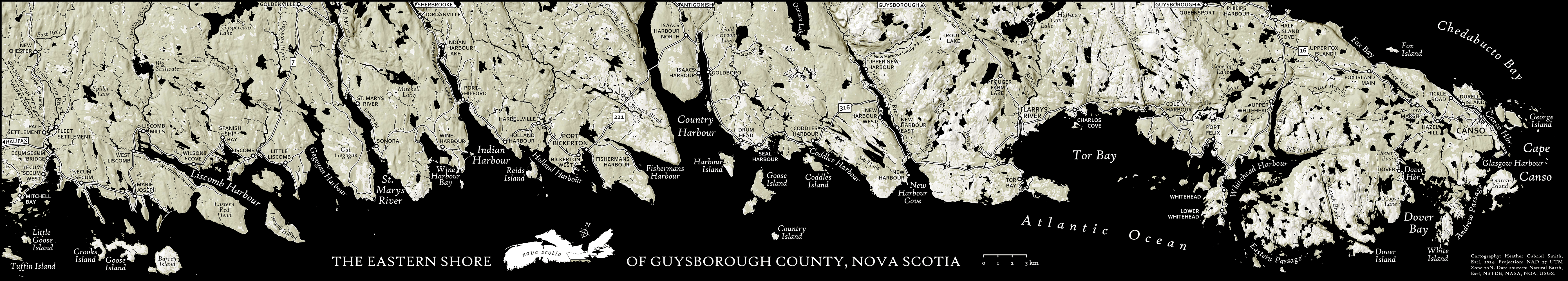 Map of the Eastern Shore of Guysborough County, Nova Scotia