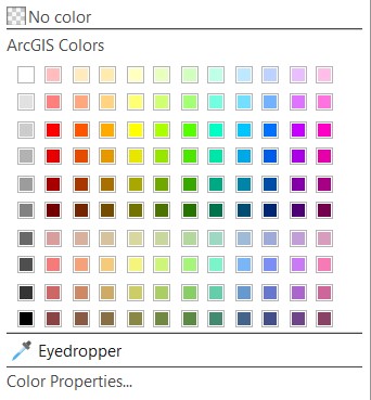 The ArcGIS Pro color swatch selector in common vision, no filter. The ArcGIS Pro color swatch selector in common vision, no filter.