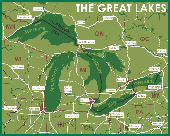 Map of the Great Lakes