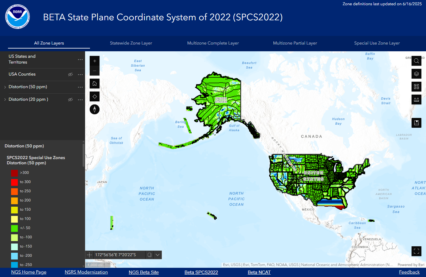 Beta SPCS 2022 online interactive map published by NGS