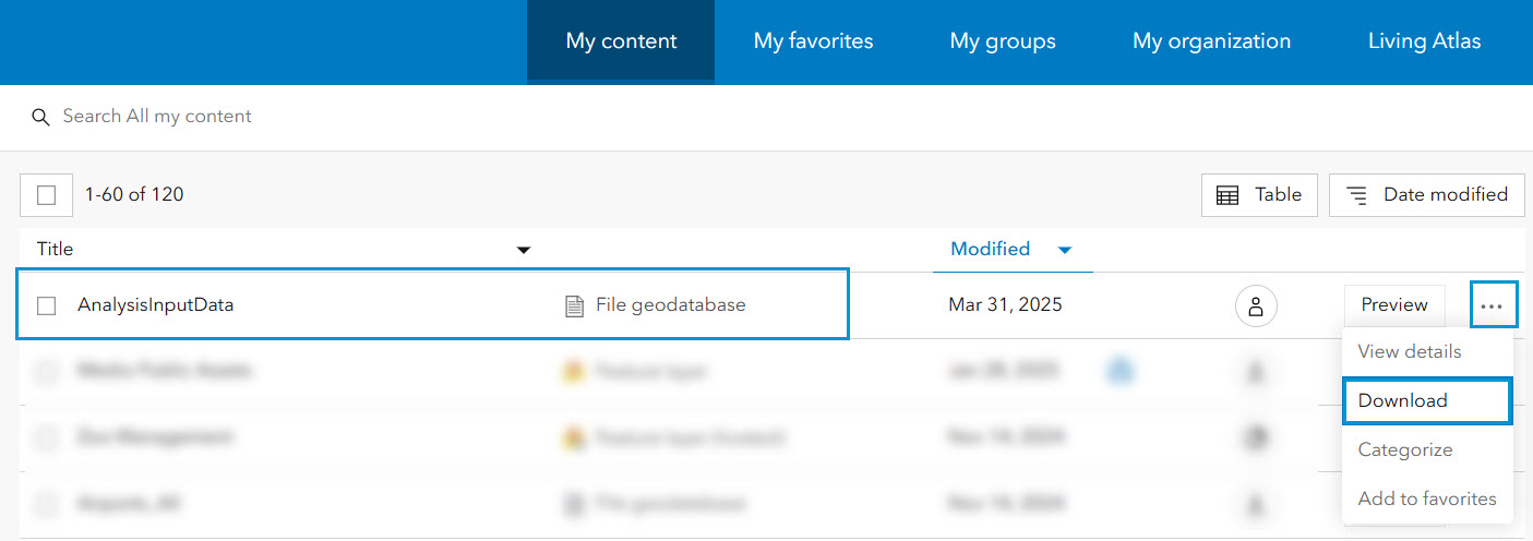 Download option for the resulting file geodatabase Download option for the resulting file geodatabase