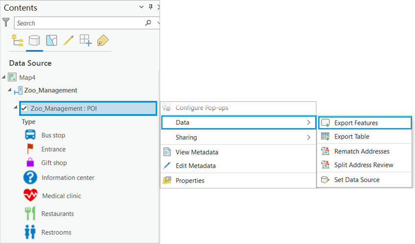 The Export Features option The Export Features option