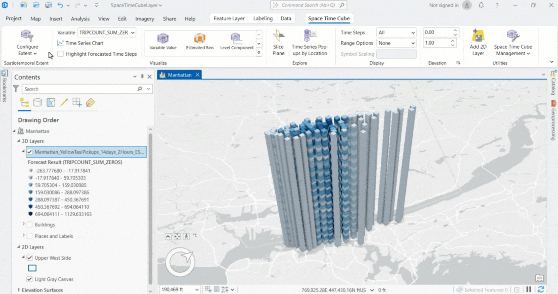 Short video of a user configuring a spatial and temporal extent for a space-time cube layer in ArcGIS Pro. Short video of a user configuring a spatial and temporal extent for a space-time cube layer in ArcGIS Pro.