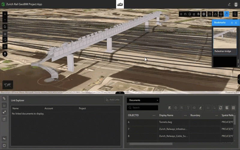 An animation showing a user in ArcGIS GeoBIM clicking on a simplified 3D model attributes and the source BIM model in Autodesk Construction Cloud.