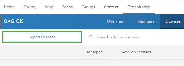 Import Licenses button