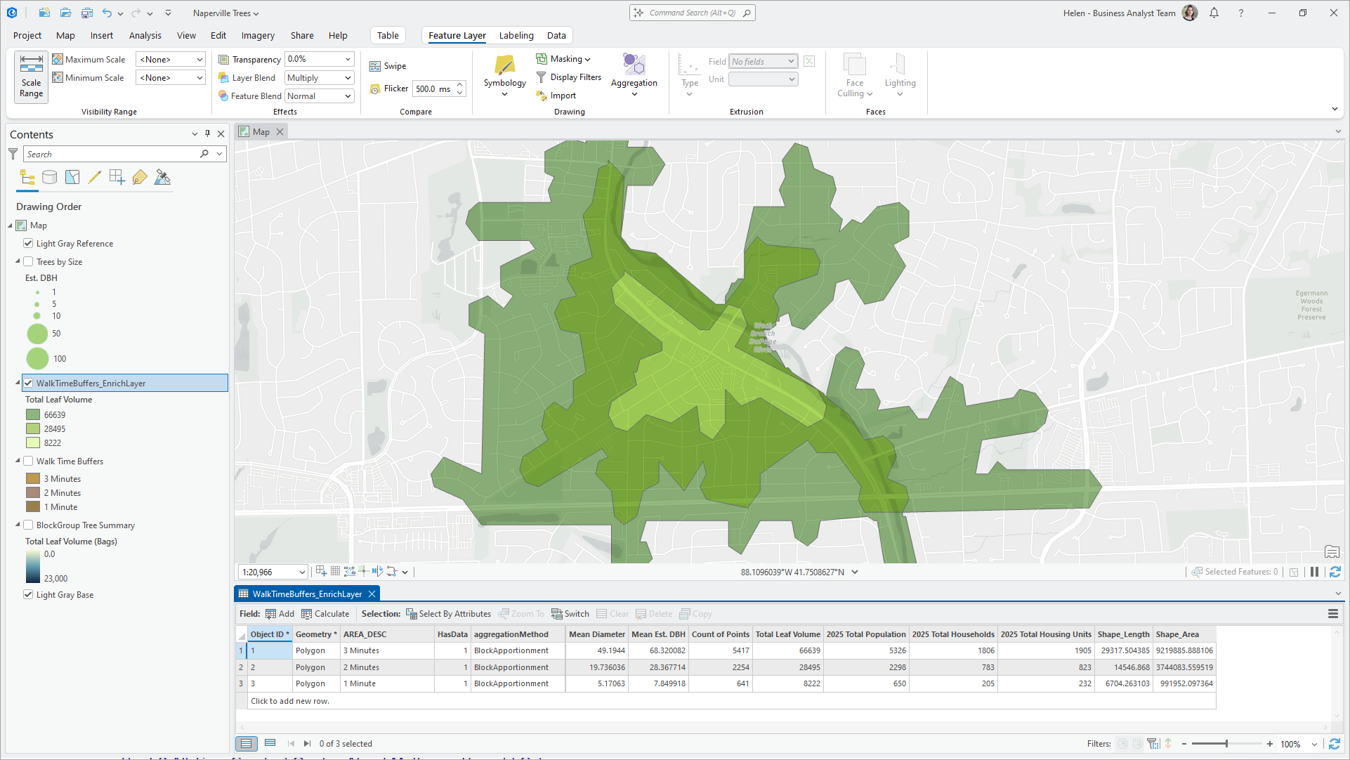 Enriched walk-time areas