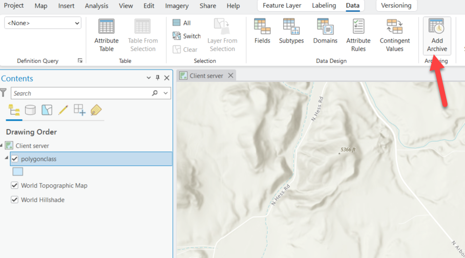 The Add Archive Class option on the Data tab