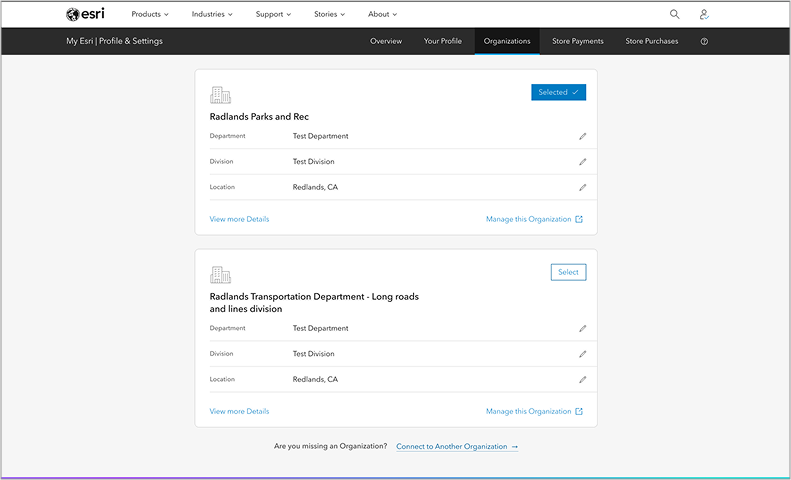 Managing multiple accounts is much easier with the new Organizations updates in My Esri.