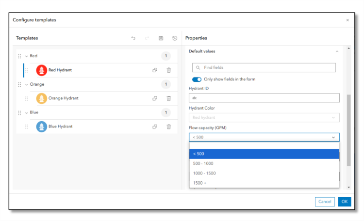 Manage templates in Map Viewer to set default values for different types of features. Manage templates in Map Viewer to set default values for different types of features.