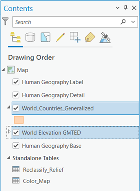 ArcGIS Pro Content pane with two layers added. ArcGIS Pro Content pane with two layers added.