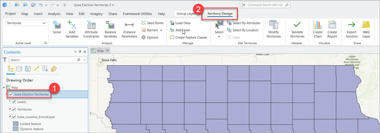 Territory Design ribbon in ArcGIS Pro