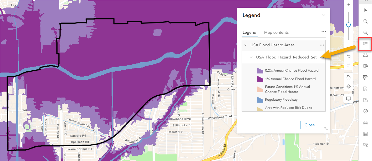 Flood hazard legend.