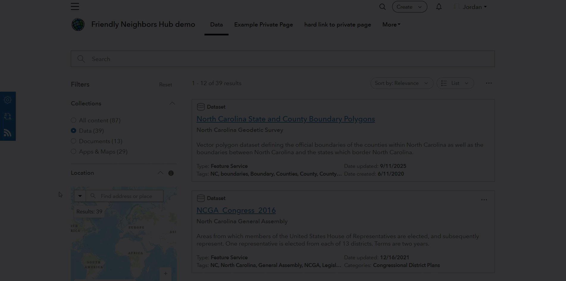 Clicking the Explore feeds button on an ArcGIS Hub site catalog. Clicking the Explore feeds button on an ArcGIS Hub site catalog.