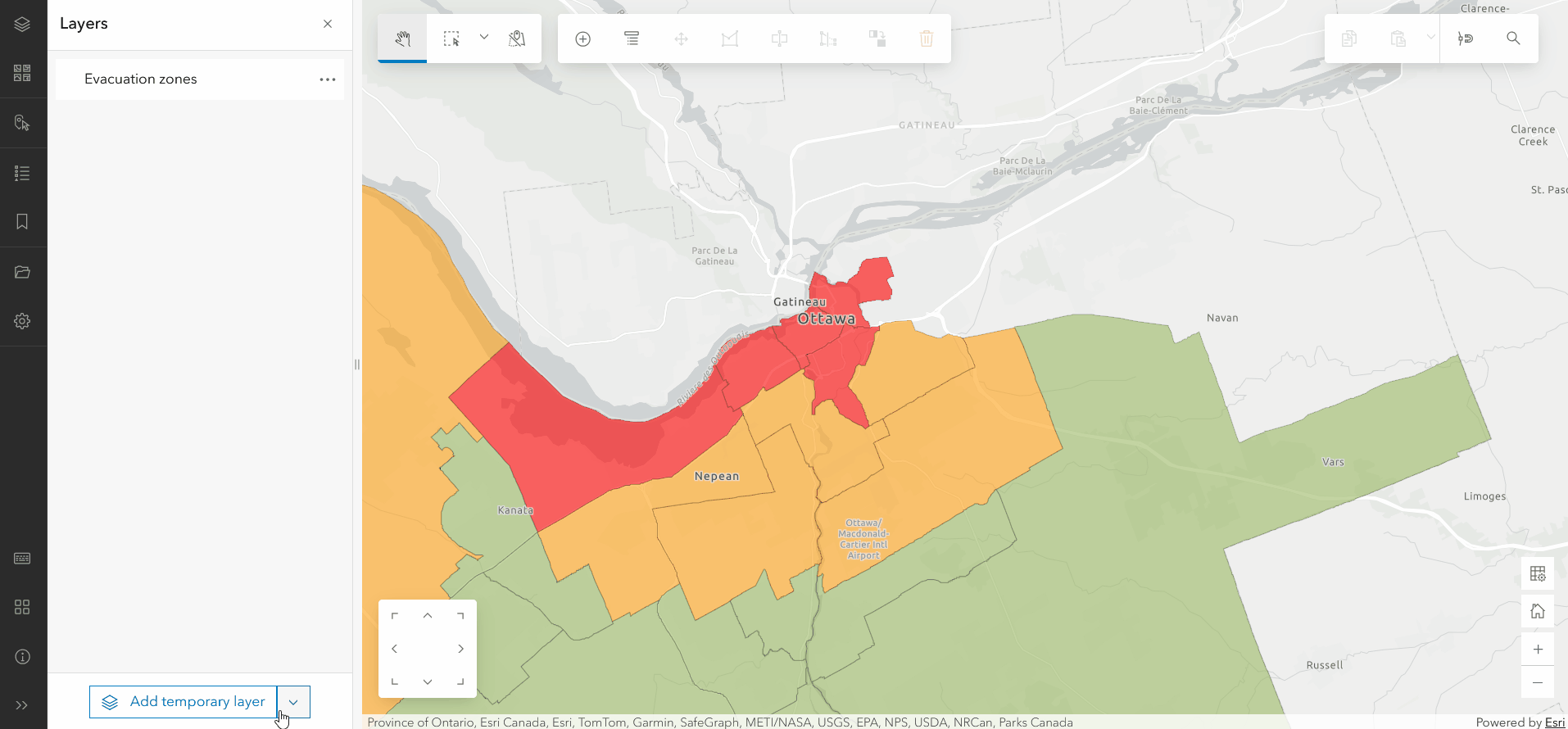 GIF shows a user adding a temporary layer to a web map, copying the featurs and pasting into their own layer. GIF shows a user adding a temporary layer to a web map, copying the featurs and pasting into their own layer.
